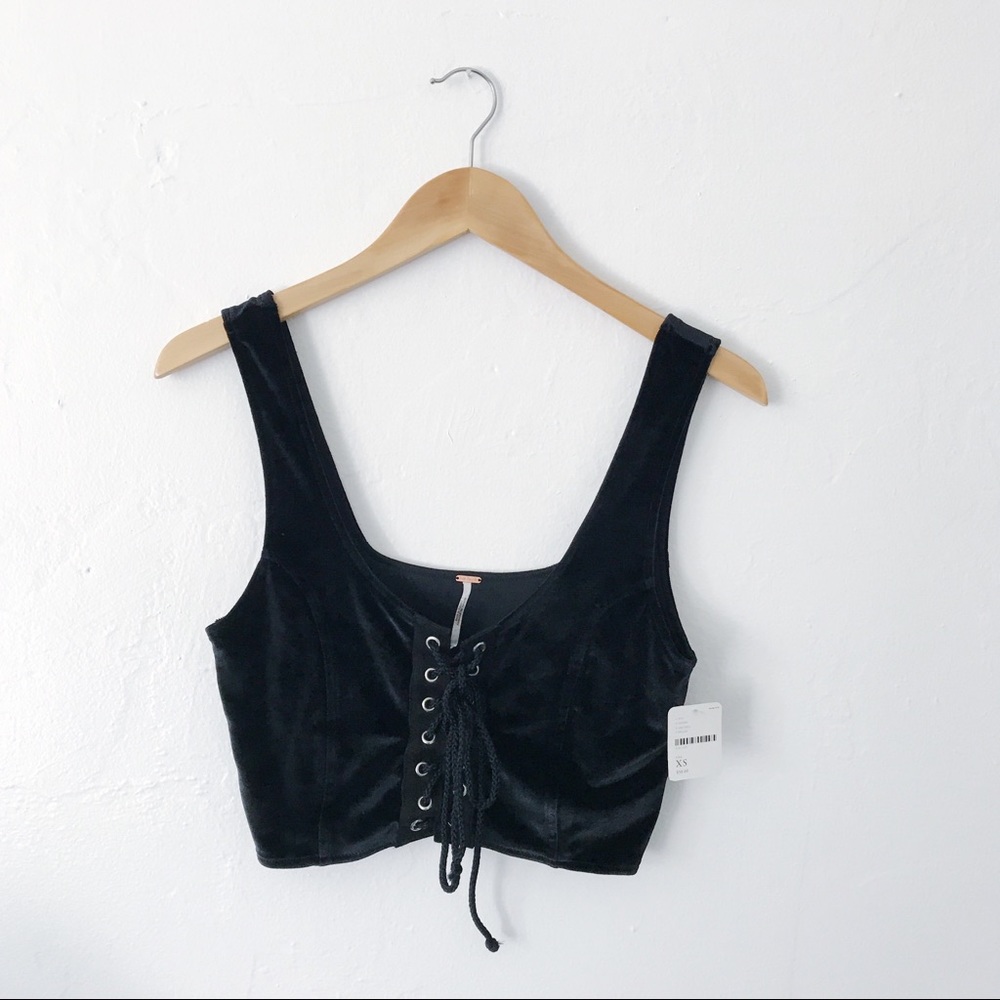 NWT FREE PEOPLE Velvet Corset Crop top